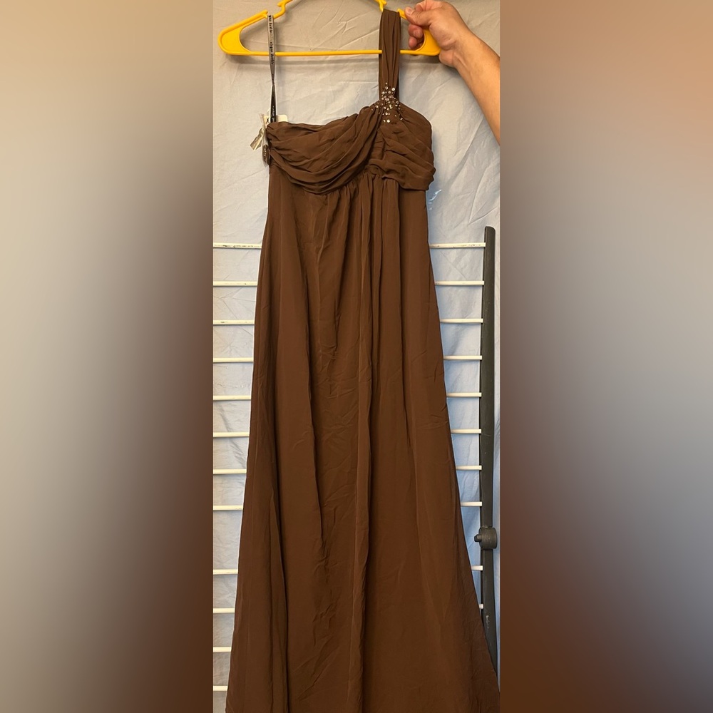 Chic One Shoulder Brown Dress